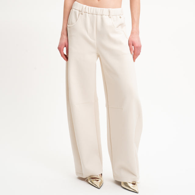 Souvenir-Pantalone felpa elastico in vita - panna
