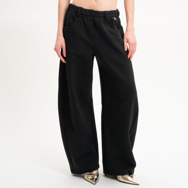 Souvenir-Pantalone felpa elastico in vita - nero