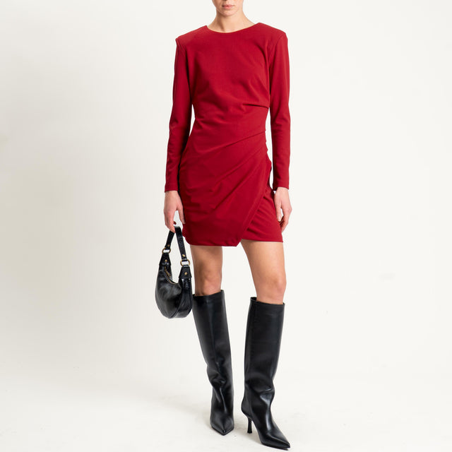 Tensione in- Abito corto scuba crepe con arricciatura laterale - rosso