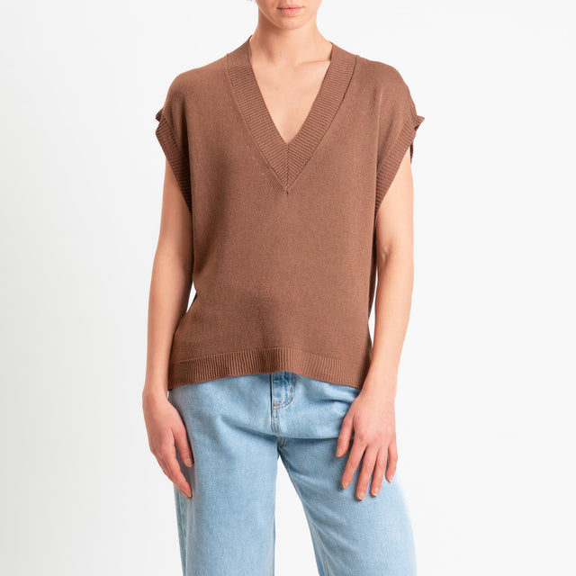 Zeroassoluto-Gilet scollo v - sughero