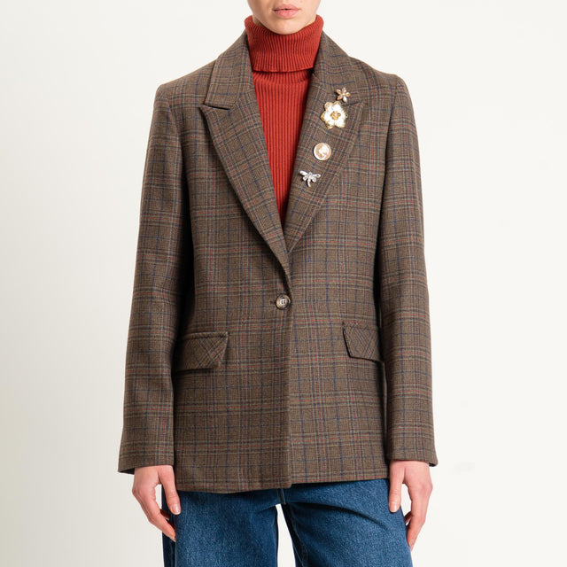 Dixie-Giacca fantasia con spille - pied de poule moro/nero/sand