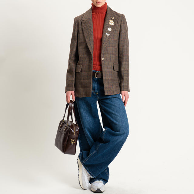 Dixie-Giacca fantasia con spille - pied de poule moro/nero/sand