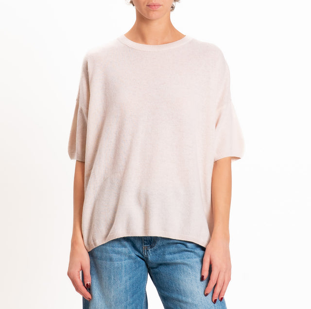 Dixie-Maglia girocollo misto cashmere - cipria