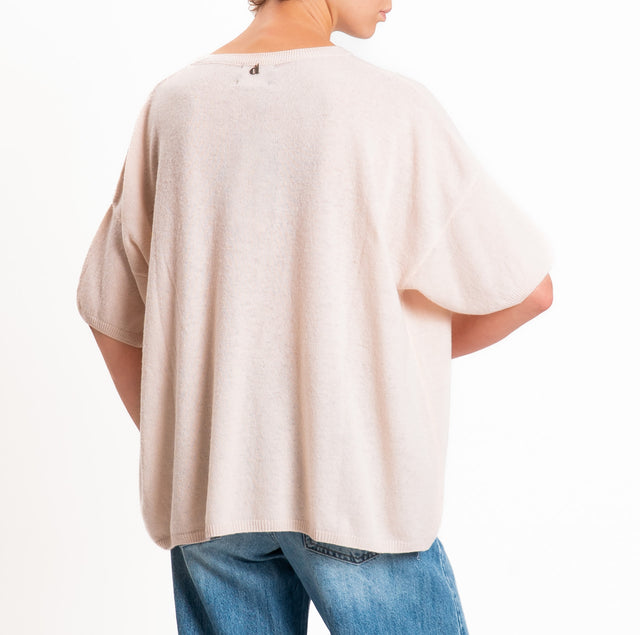 Dixie-Maglia girocollo misto cashmere - cipria
