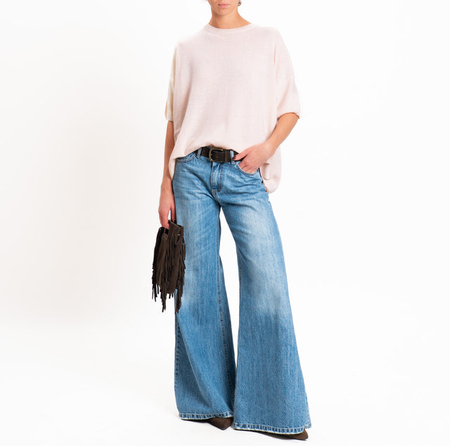 Dixie-Maglia girocollo misto cashmere - cipria