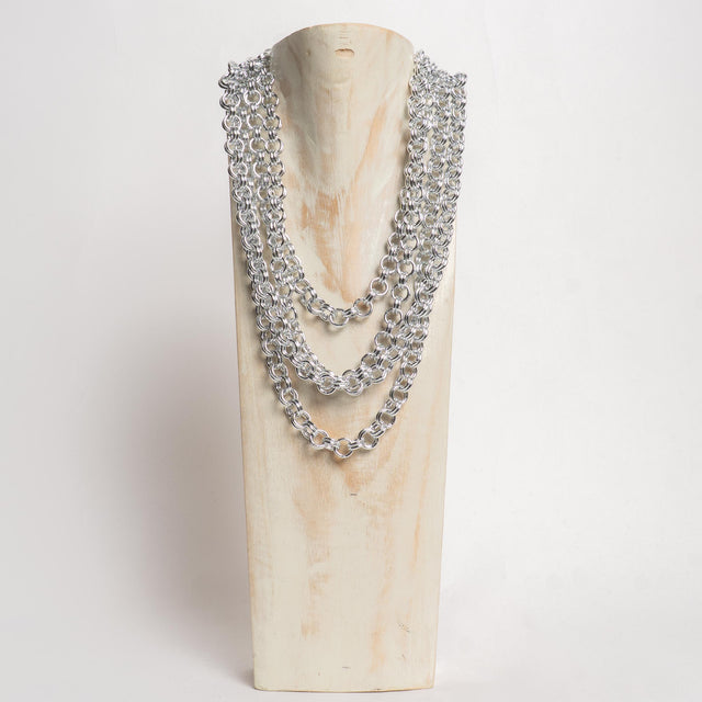 W by Whitemood-Collana multifilo catena ad anelli - silver