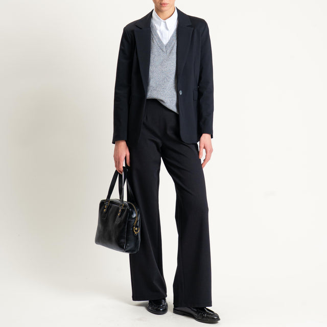 Tensione in-Pantalone wide leg punto milano comfort fit - nero