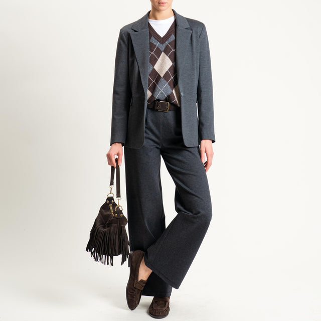 Tensione in-Pantalone wide leg punto milano comfort fit - grigio