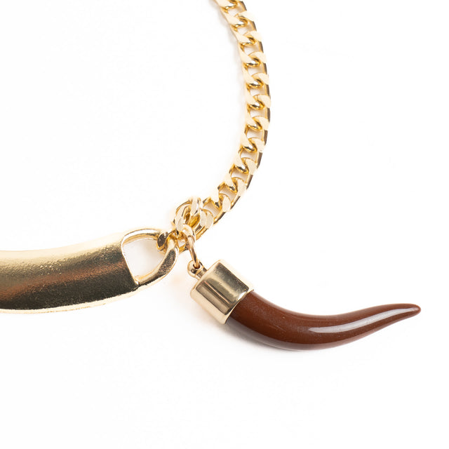 W by Whitemood-Collana semiluna con corno - gold