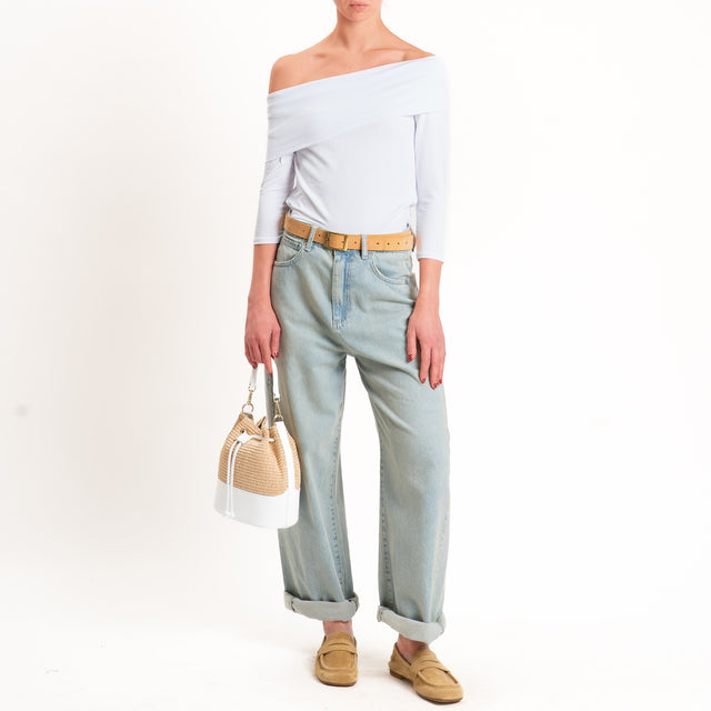 Zeroassoluto-T-shirt collo shiffer in jersey elasticizzato - bianco