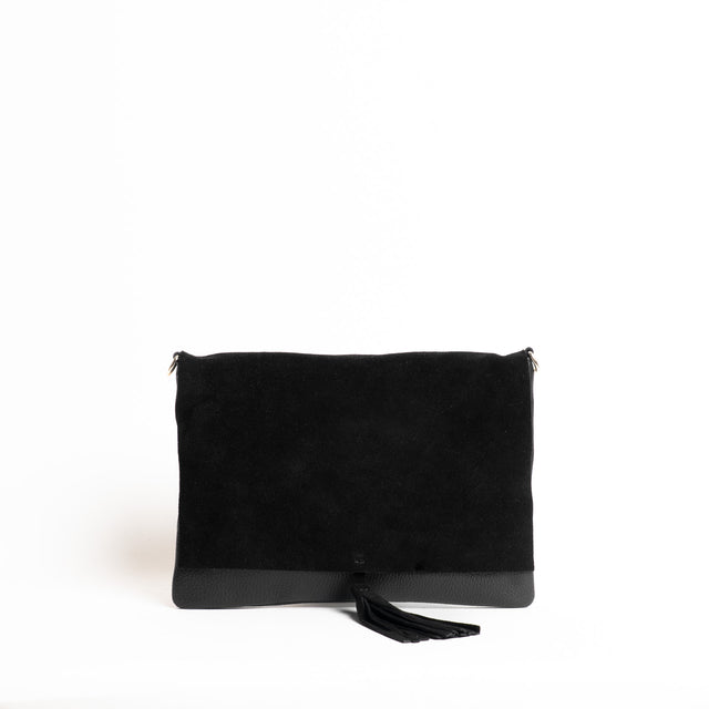 W by Whitemood-Pochette doppio tessuto con nappina - nero