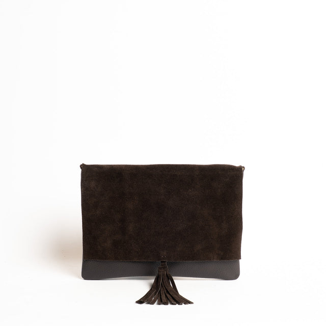 W by Whitemood-Pochette doppio tessuto con nappina - caffe'