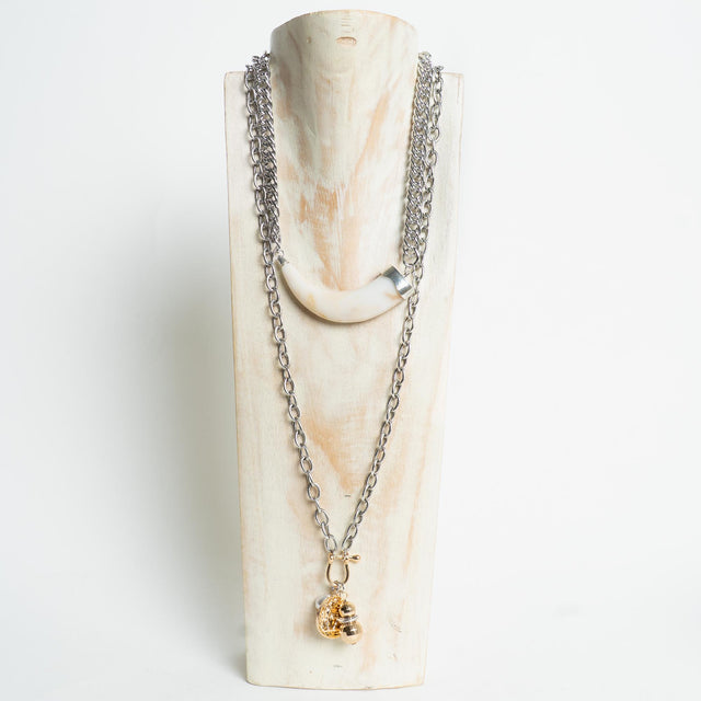 W by Whitemood-Set collana corno + ciondolo - silver