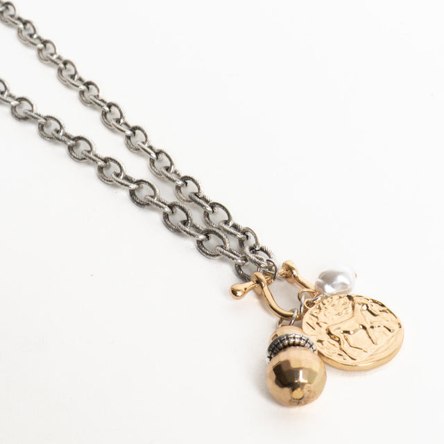 W by Whitemood-Set collana corno + ciondolo - silver