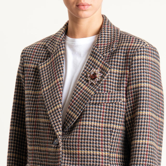 Tensione in- Giacca crop pied de poule con spilla - nero/moro/vino