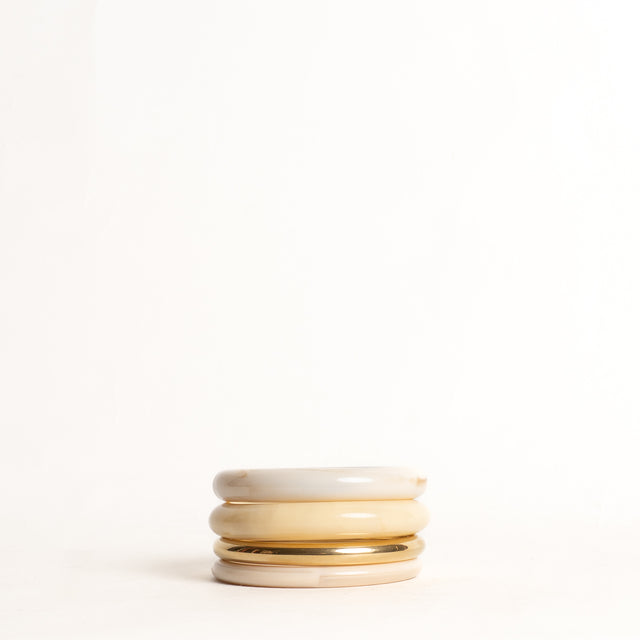 W by Whitemood-Set 4 bracciali rigidi - avorio/gold