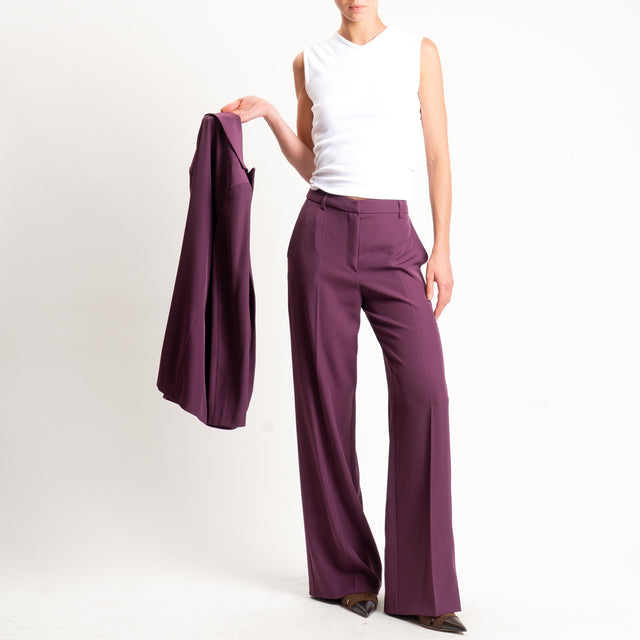 Zeroassoluto-Pantalone BERYL palazzo tessuto fluido - barolo