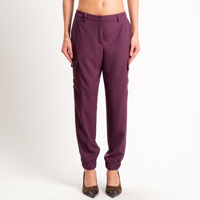 Zeroassoluto-Pantalone BEAUTY cargo tessuto fluido - barolo