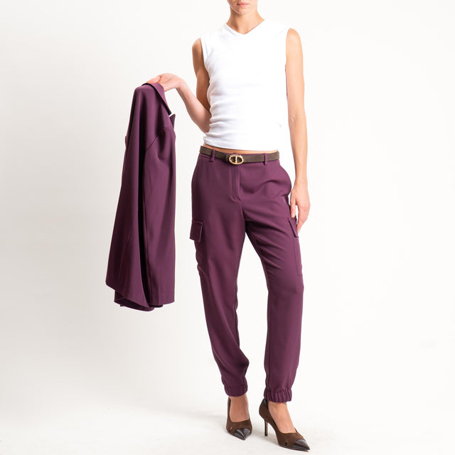 Zeroassoluto-Pantalone BEAUTY cargo tessuto fluido - barolo