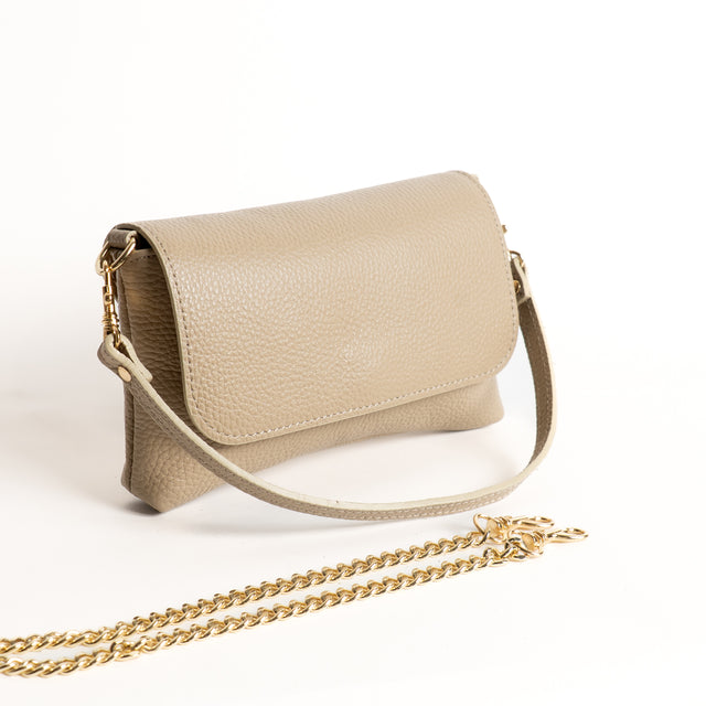 W by white mood-Genuine leather clutch bag - taupe