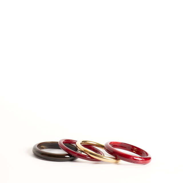W by Whitemood-Set 4 bracciali rigidi - red/gold