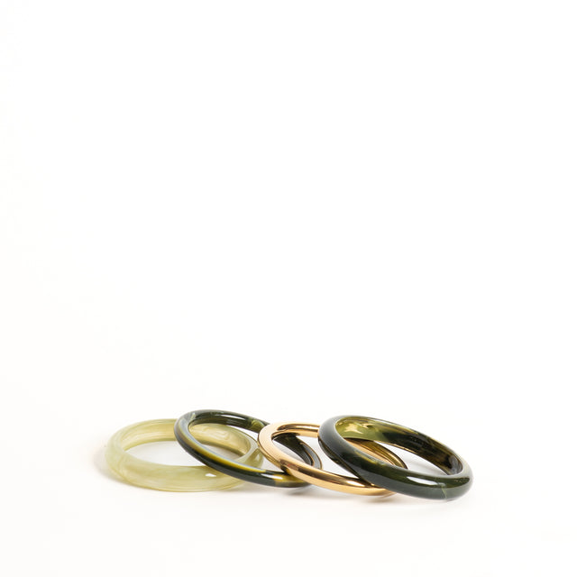 W by Whitemood-Set 4 bracciali rigidi - verde/gold