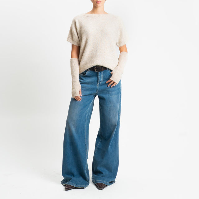 Tensione in-Maglia mohair mezza manica con manicotti - cacha