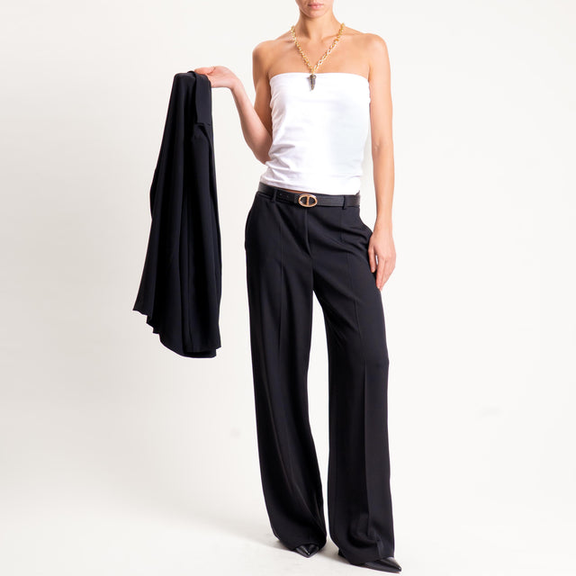 Zeroassoluto-Pantalone BERYL palazzo tessuto fluido - nero
