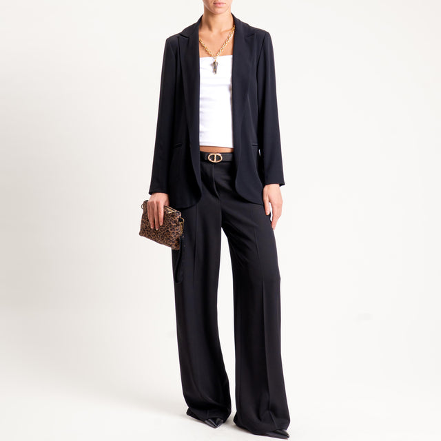 Zeroassoluto-Pantalone BERYL palazzo tessuto fluido - nero