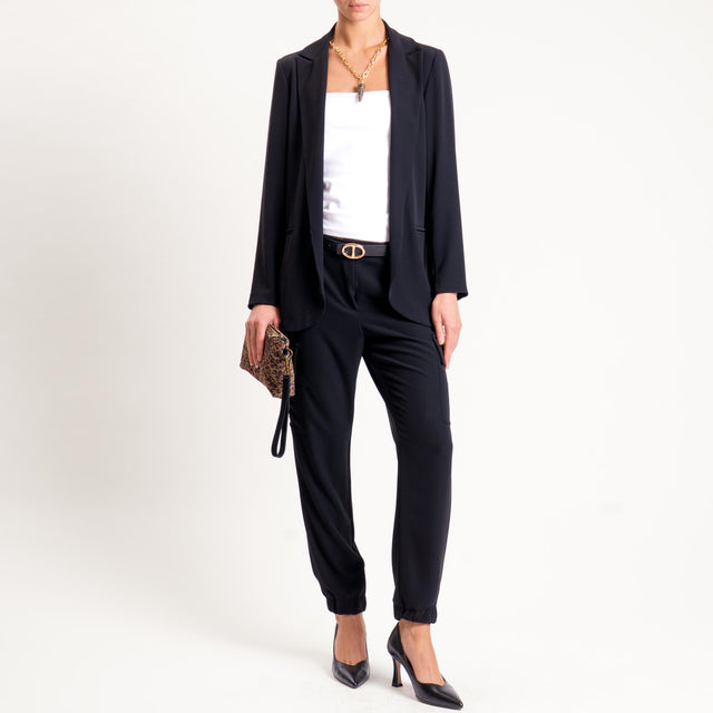 Zeroassoluto-Pantalone BEAUTY cargo tessuto fluido - nero