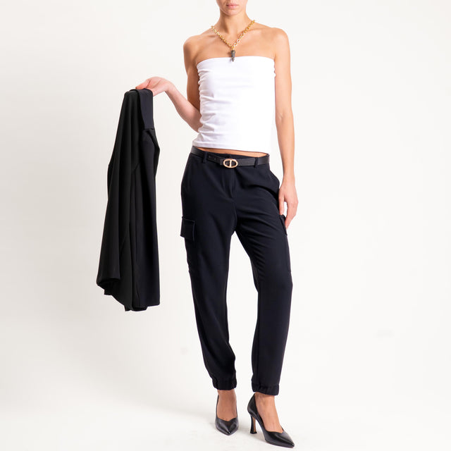 Zeroassoluto-Pantalone BEAUTY cargo tessuto fluido - nero