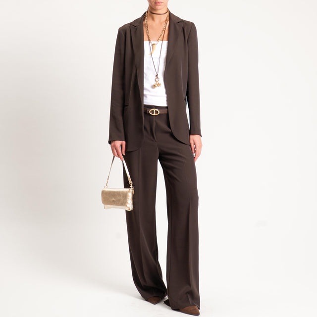 Zeroassoluto-Pantalone BERYL palazzo tessuto fluido - moro