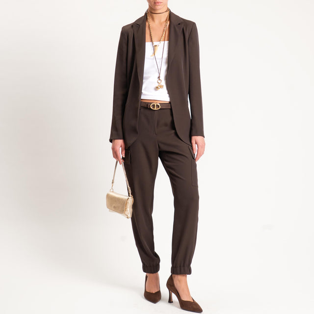 Zeroassoluto-Pantalone BEAUTY cargo tessuto fluido - moro