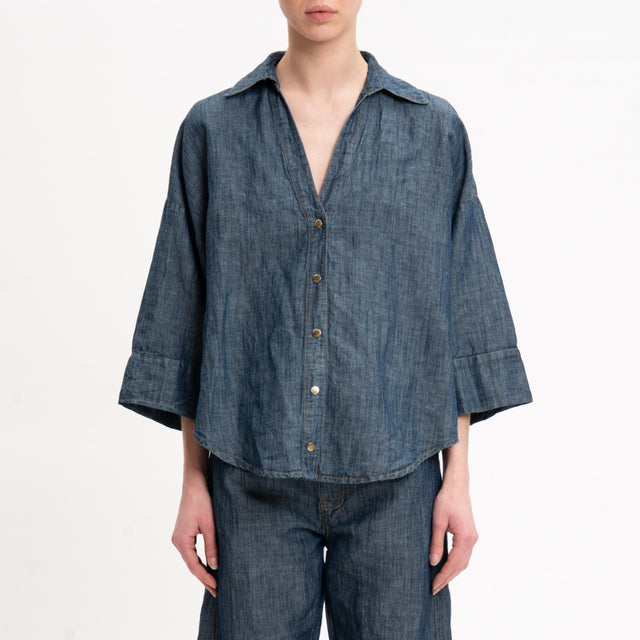 Vicolo-Camicia EVELYN chambray manica 3/4 - denim
