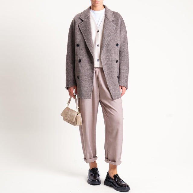 Vicolo-Cappotto hand made doppiopetto misto lana - tortora