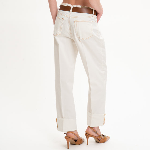 Haveone - Pantalón MANDY de algodón dril lavado a la piedra - blanco roto