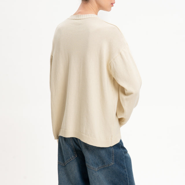 Vicolo-Maglia doppio tessuto con pizzo - burro