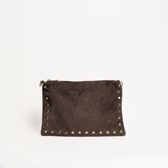 W by Whitemood-Pochette scamosciata con borchie - moro