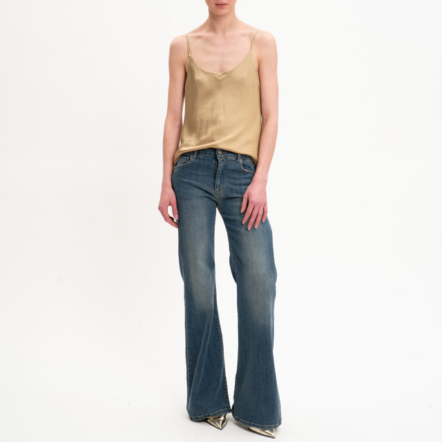 Vicolo-Top satin bretelle regolabili - camel