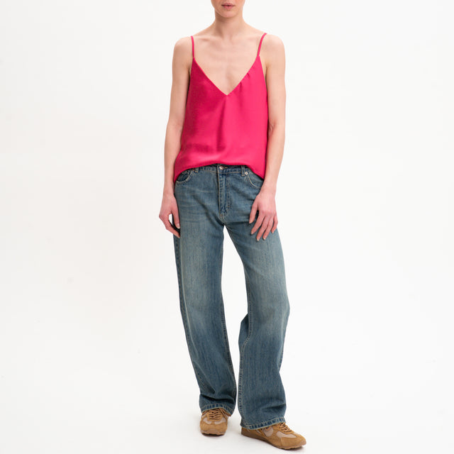 Vicolo-Top doppio scollo v bretelle regolabili - fucsia