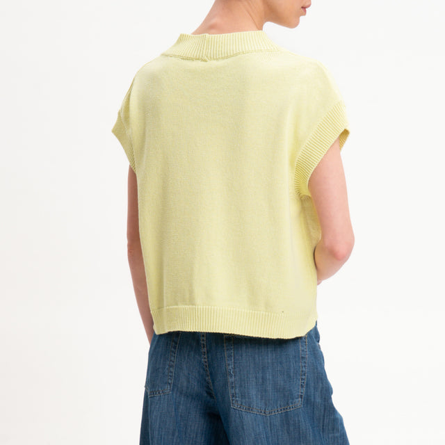 Vicolo-Gilet scollo v bordi a coste - mimosa