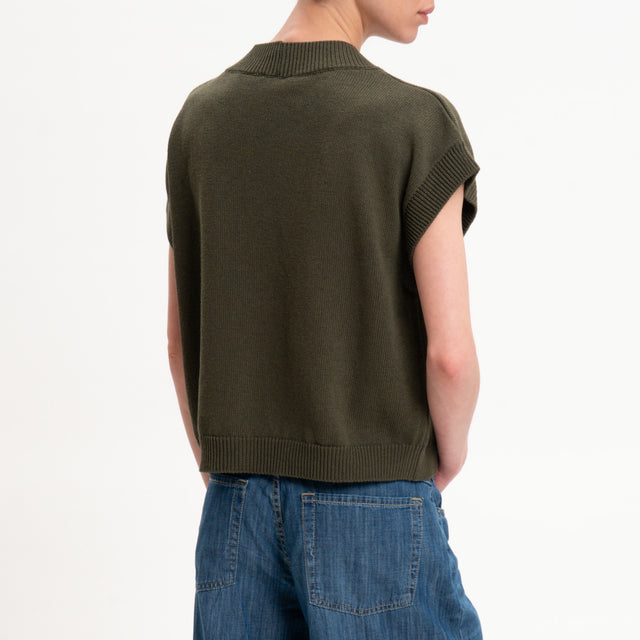 Vicolo-Gilet scollo v bordi a coste - militare