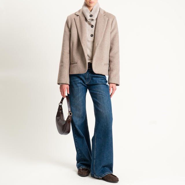 Tensione in-Giacca cappotto velour due bottoni - cacha