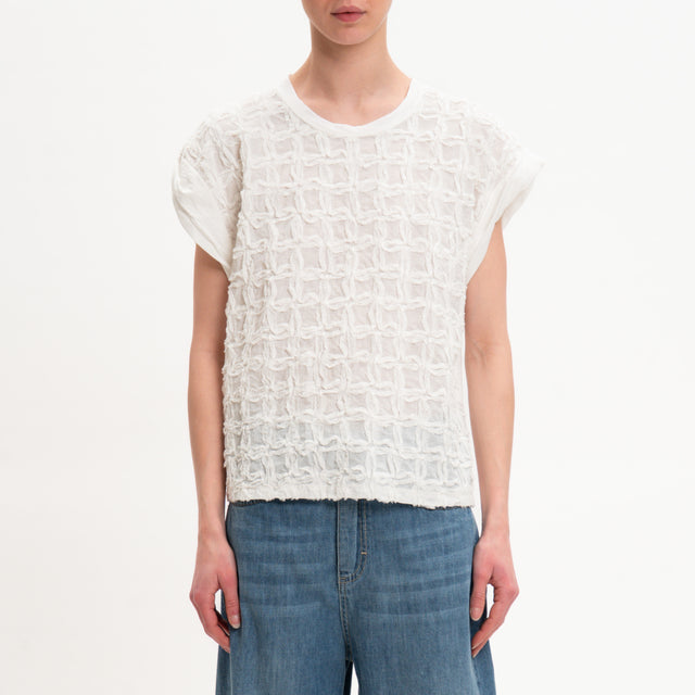 Motel-Blusa in cotone mezza manica - latte