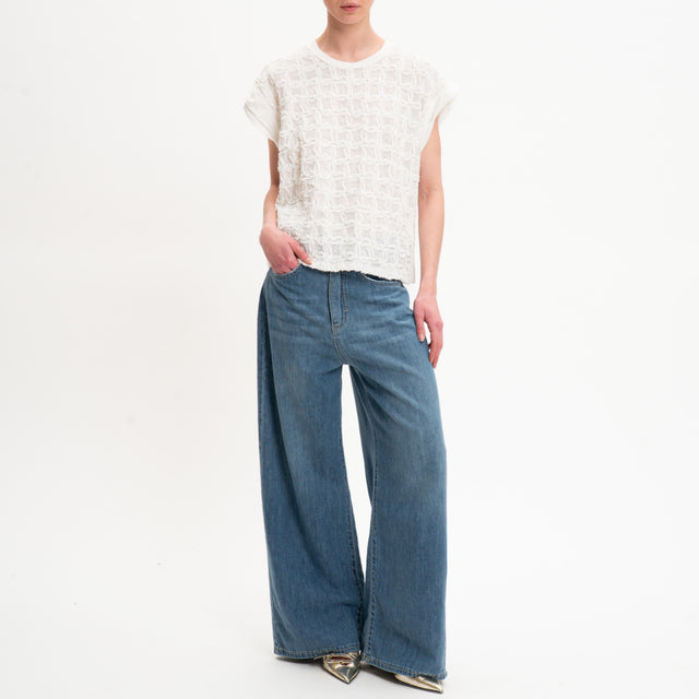 Motel-Blusa in cotone mezza manica - latte