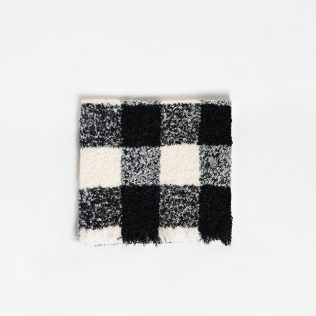 Vicolo-Sciarpa quadri misto lana - burro/nero