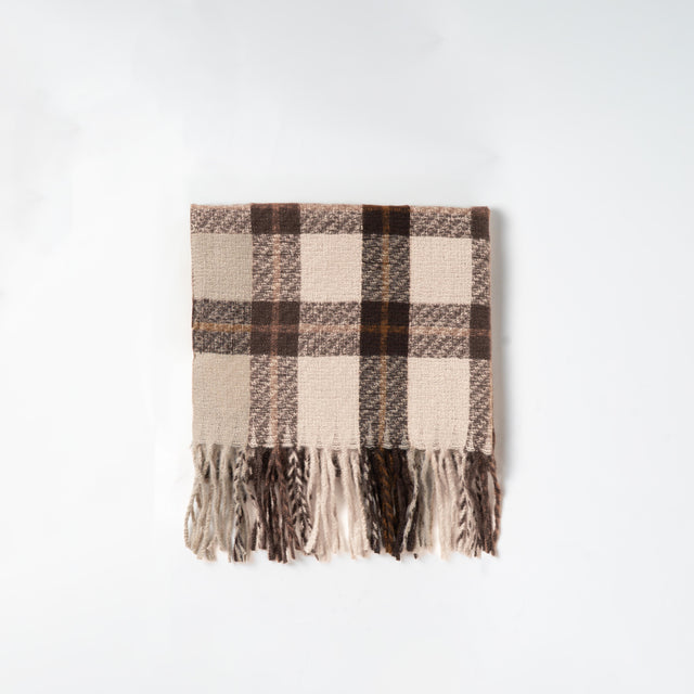 Vicolo-Sciarpa check con frange - sand/moro/cuoio