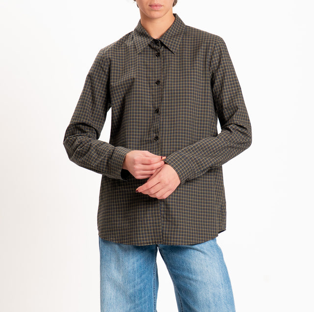 Vicolo-Camicia fantasia quadri - moro/blu/militare