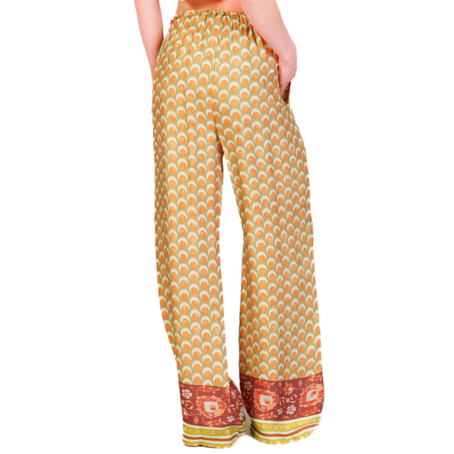 Pantalones con cordón y estampado Wu'side - Verde/Naranja/Ladrillo