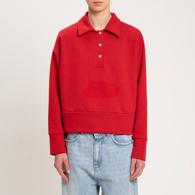 Zeroassoluto-Felpa con collo a polo - rosso